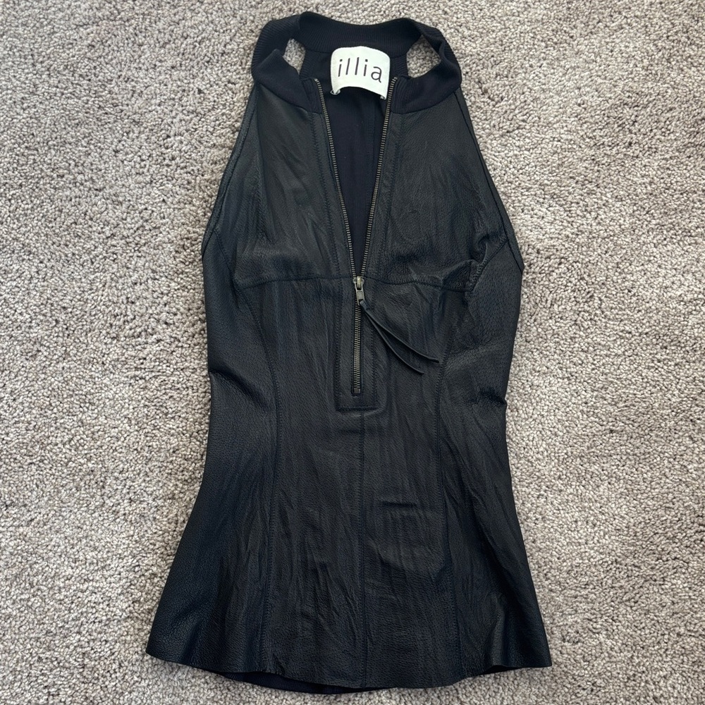 ILIA Black Zipper Halter Top
